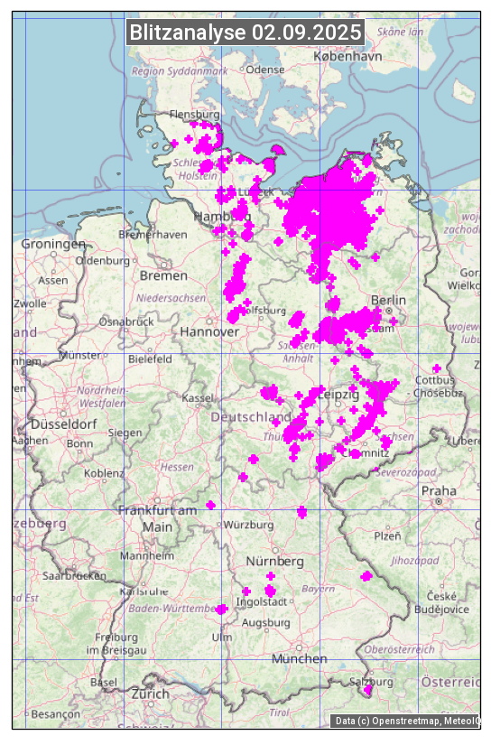 Karte mit Unwetteranalyse