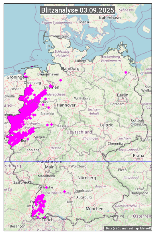 Karte mit Unwetteranalyse