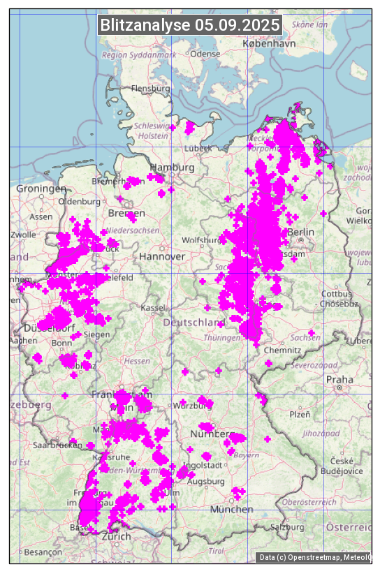 Karte mit Unwetteranalyse