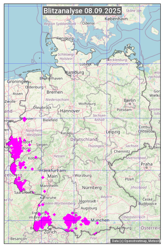Karte mit Unwetteranalyse