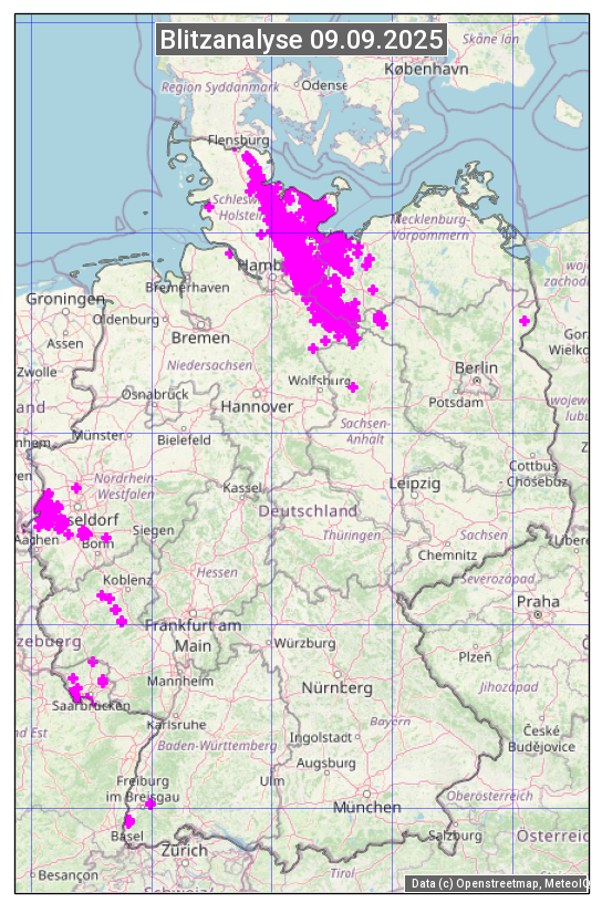 Karte mit Unwetteranalyse