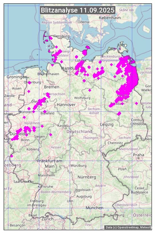 Karte mit Unwetteranalyse