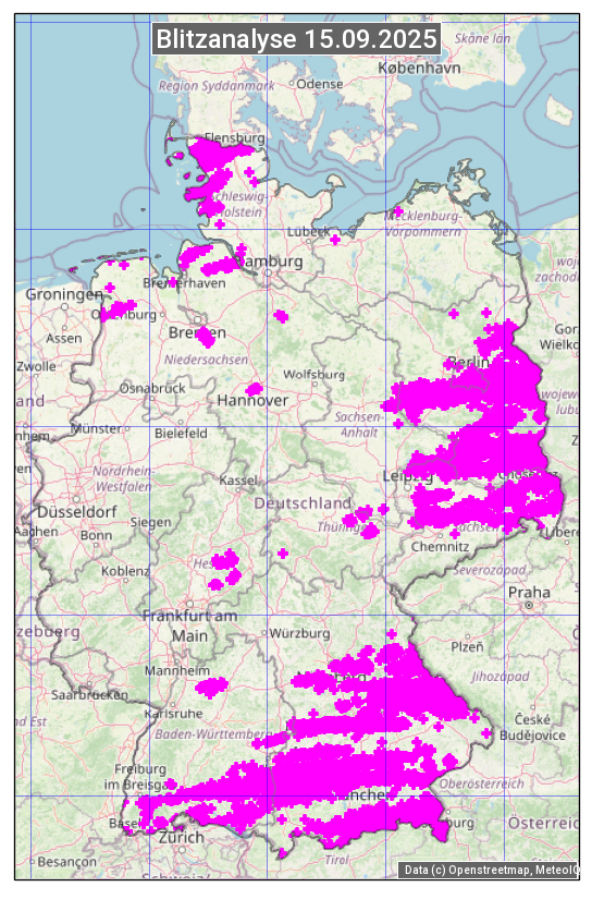 Karte mit Unwetteranalyse