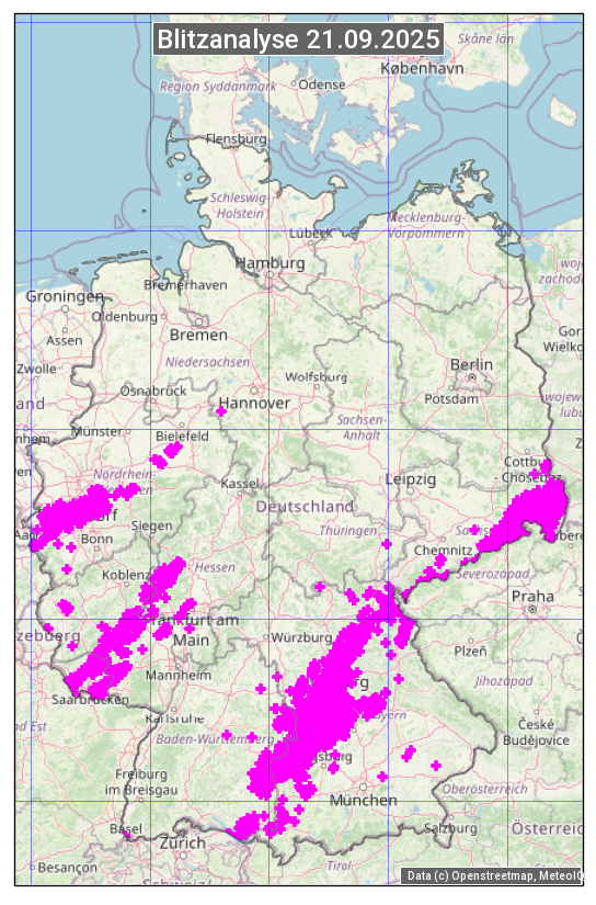 Karte mit Unwetteranalyse