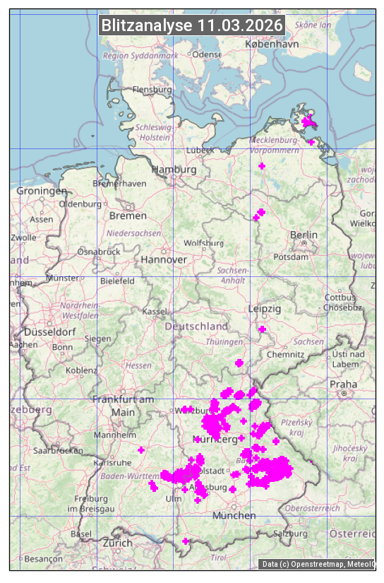 Karte mit Unwetteranalyse