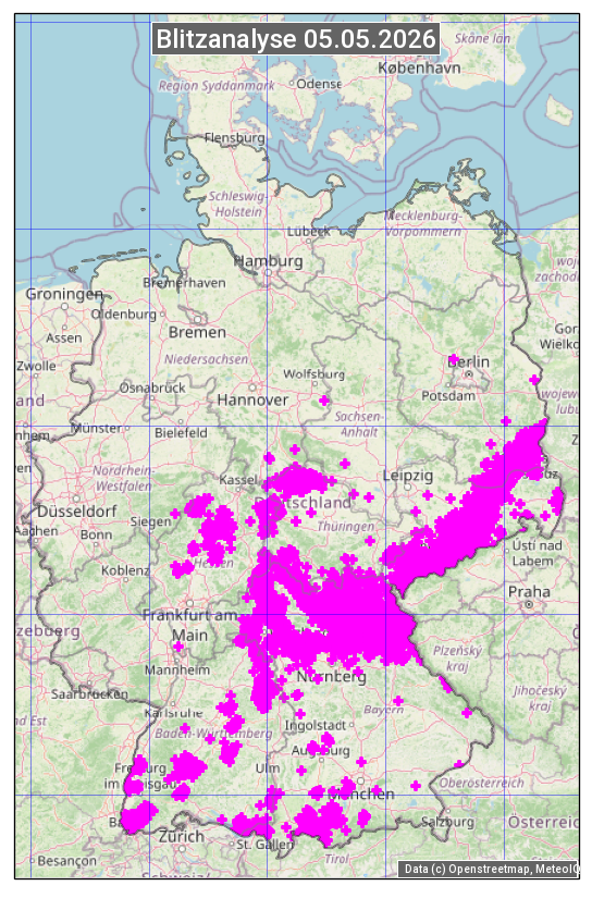 Karte mit Unwetteranalyse