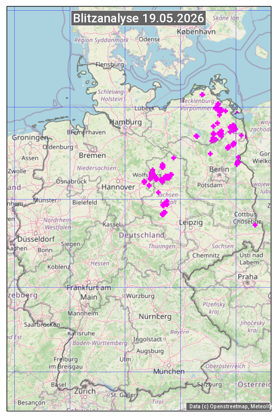 Karte mit Unwetteranalyse
