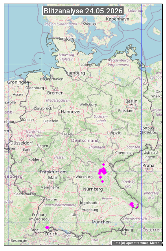Karte mit Unwetteranalyse