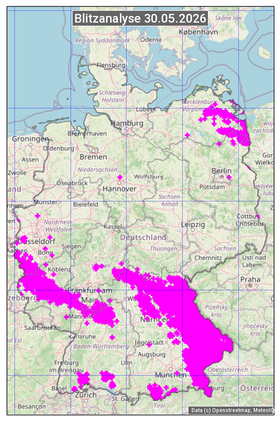 Karte mit Unwetteranalyse