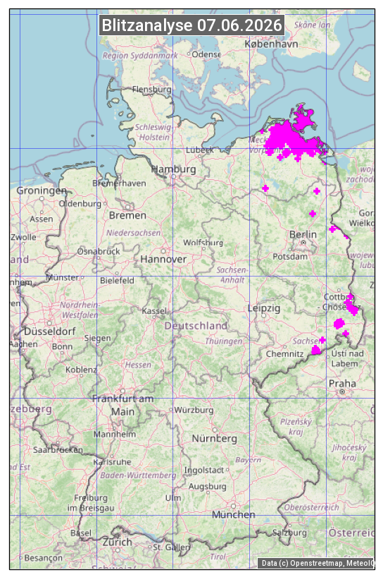 Karte mit Unwetteranalyse