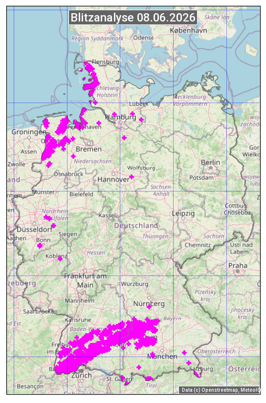 Karte mit Unwetteranalyse