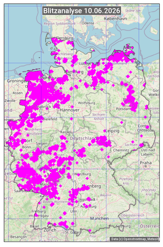 Karte mit Unwetteranalyse
