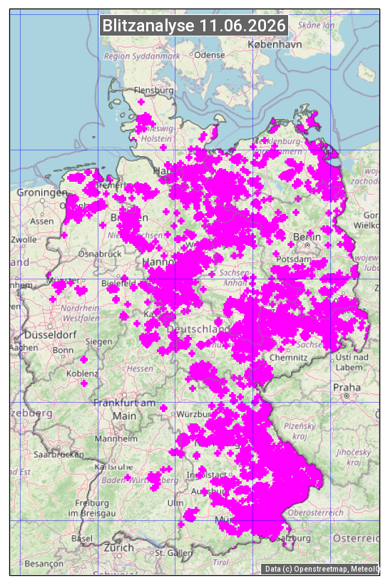 Karte mit Unwetteranalyse