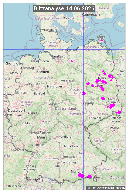 Karte mit Unwetteranalyse