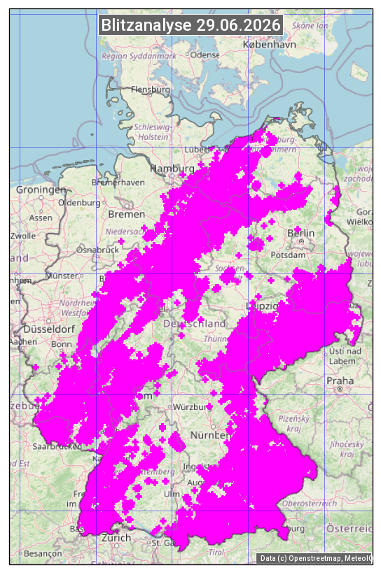 Karte mit Unwetteranalyse
