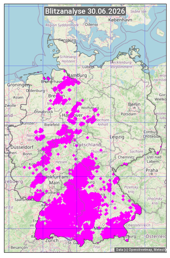 Karte mit Unwetteranalyse