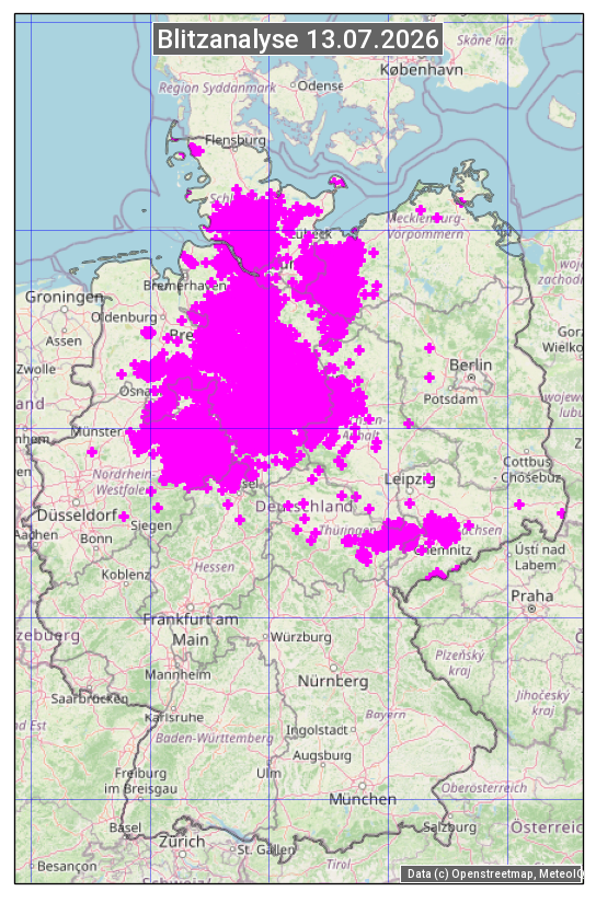 Karte mit Unwetteranalyse