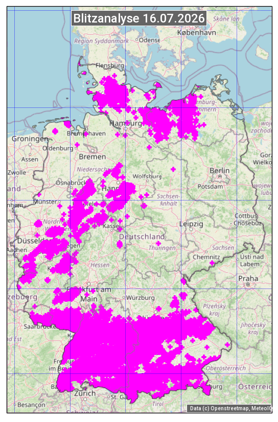 Karte mit Unwetteranalyse