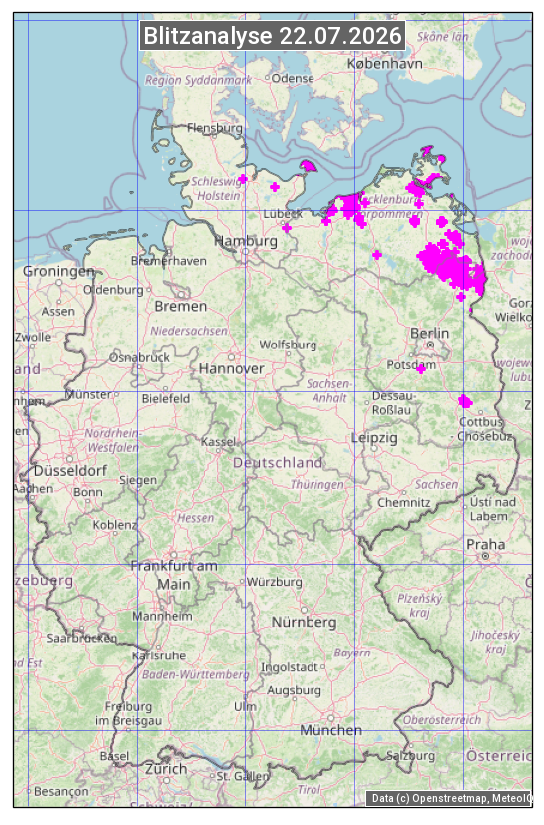 Karte mit Unwetteranalyse