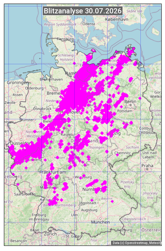 Karte mit Unwetteranalyse