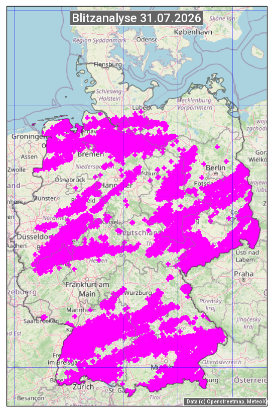 Karte mit Unwetteranalyse