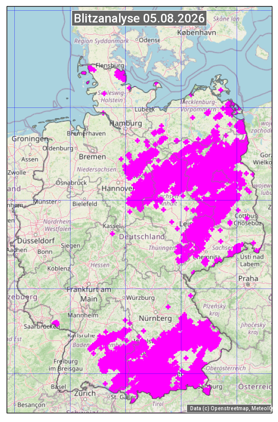 Karte mit Unwetteranalyse