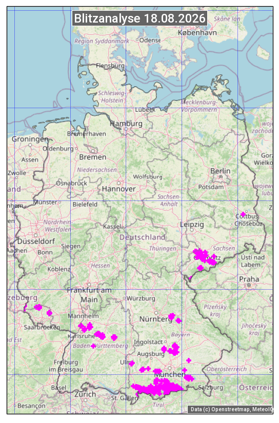 Karte mit Unwetteranalyse