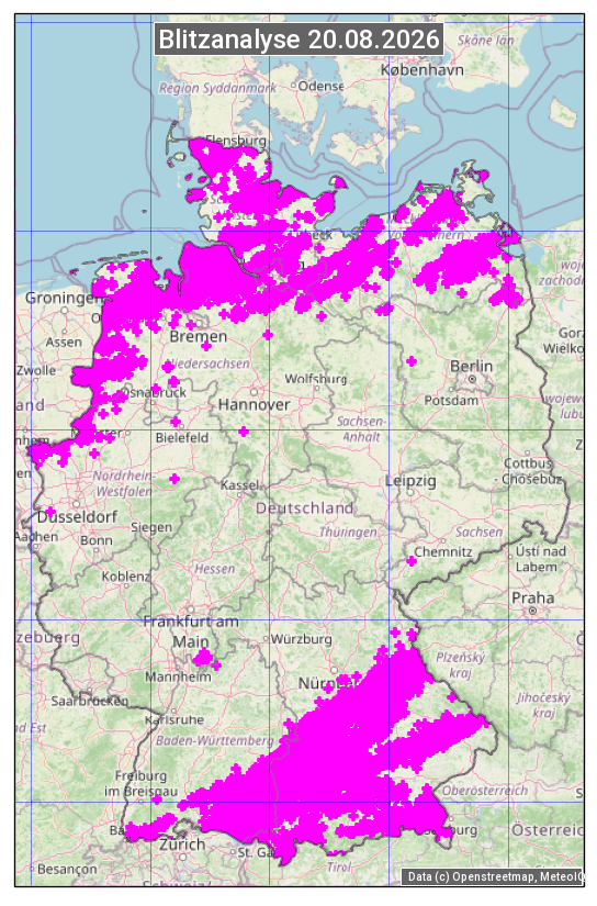Karte mit Unwetteranalyse