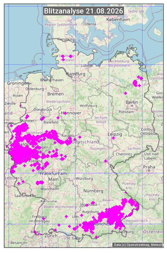 Karte mit Unwetteranalyse