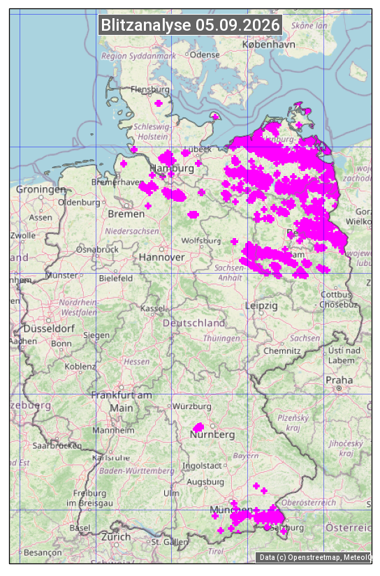 Karte mit Unwetteranalyse