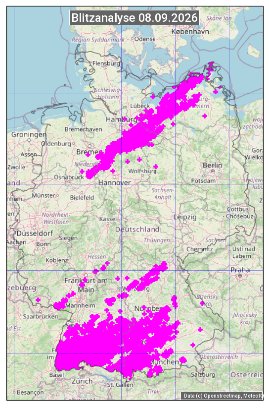 Karte mit Unwetteranalyse