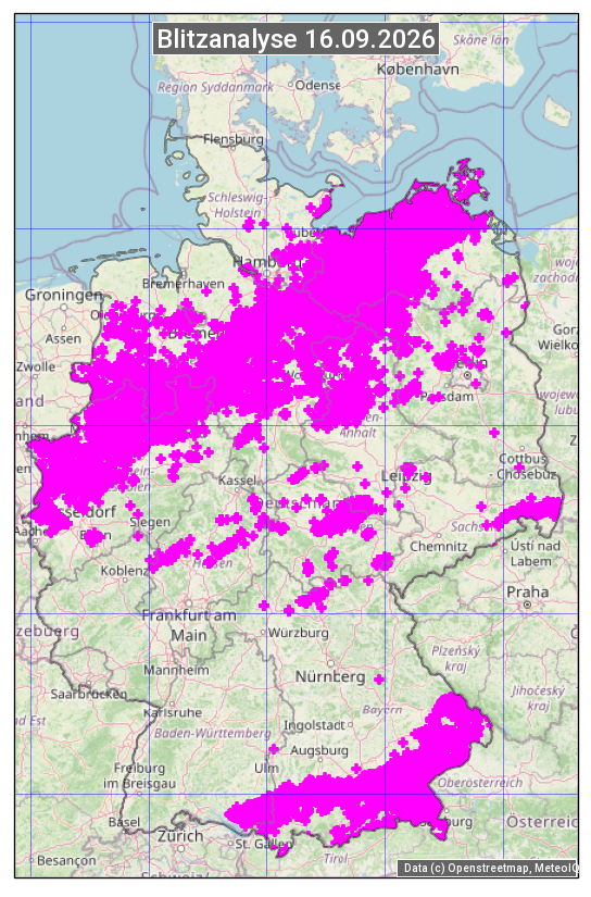 Karte mit Unwetteranalyse