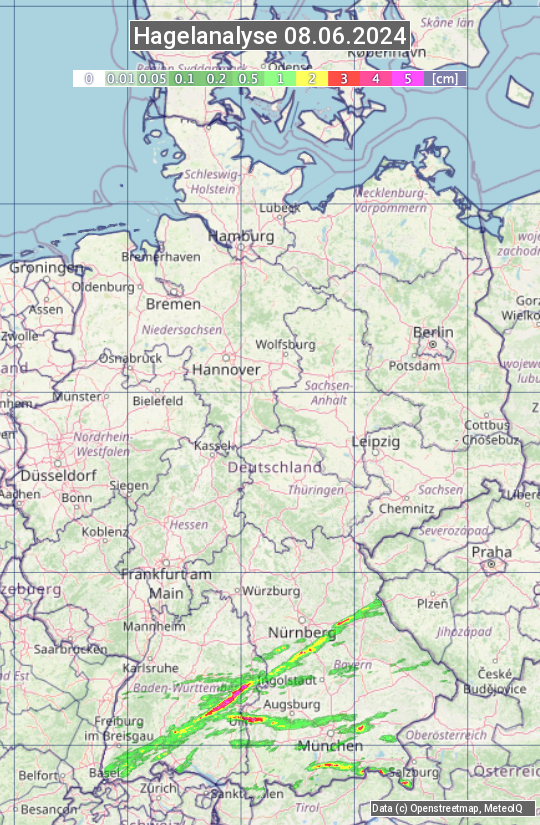 Karte mit Unwetteranalyse