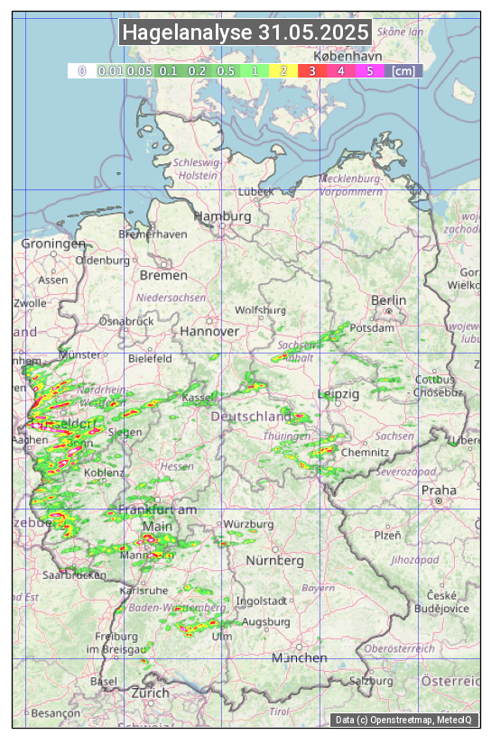 Karte mit Unwetteranalyse