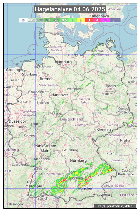 Karte mit Unwetteranalyse