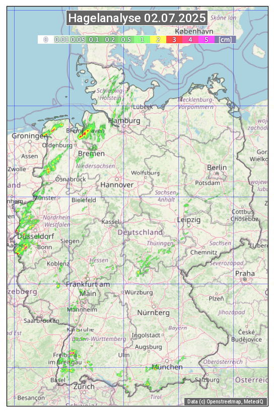 Karte mit Unwetteranalyse