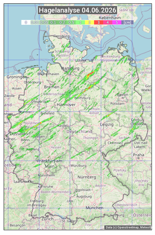Karte mit Unwetteranalyse