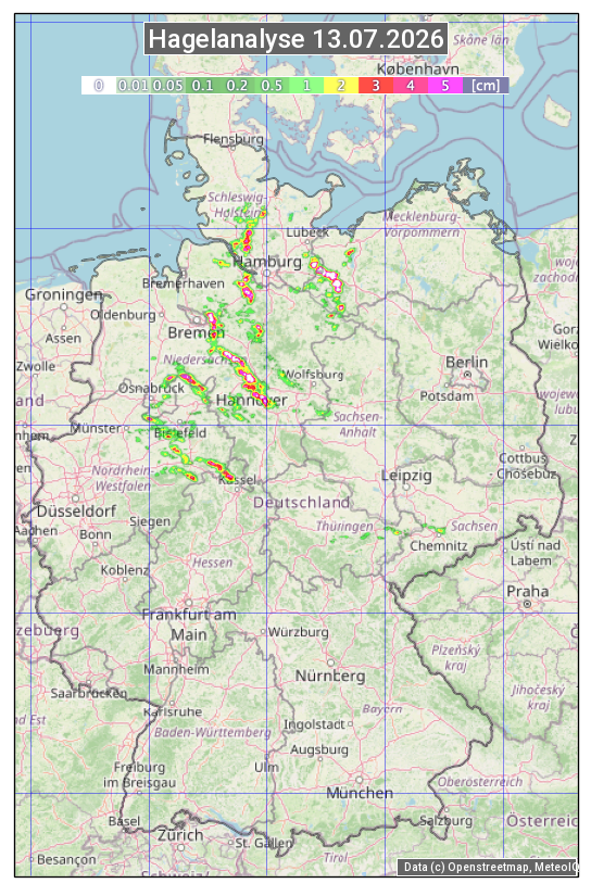 Karte mit Unwetteranalyse