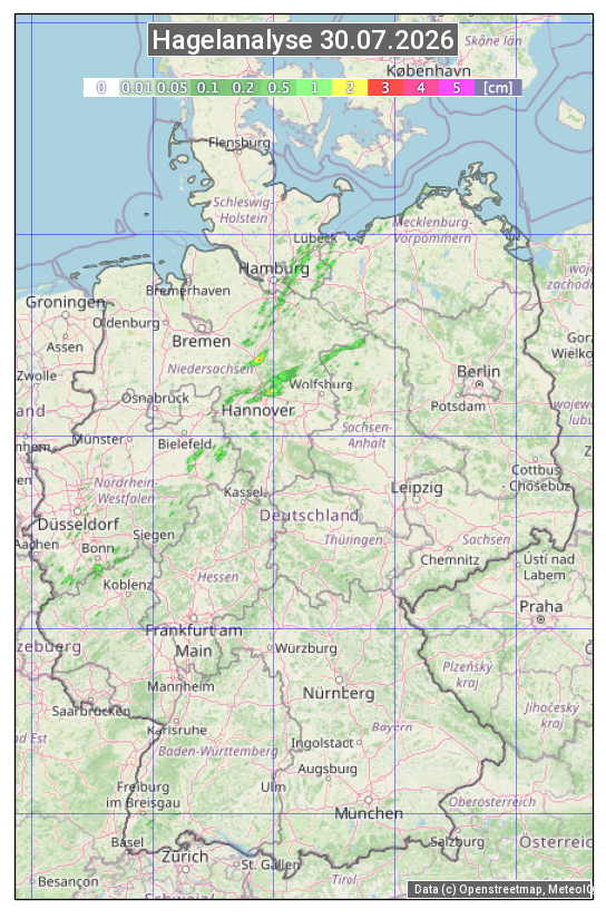 Karte mit Unwetteranalyse