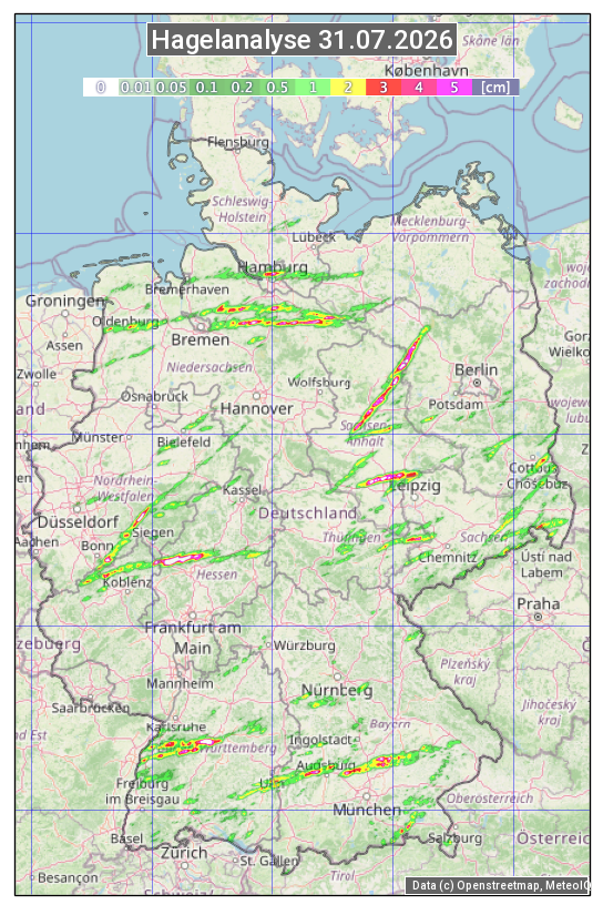 Karte mit Unwetteranalyse