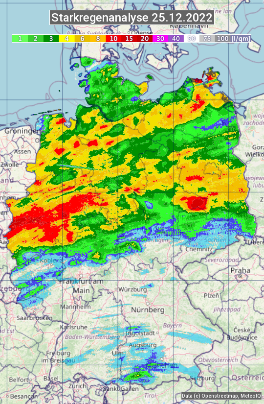 Karte mit Unwetteranalyse