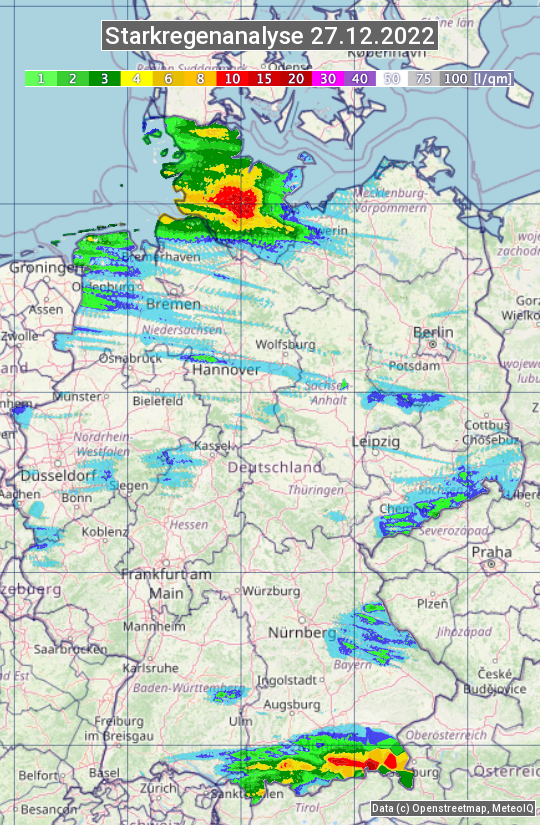 Karte mit Unwetteranalyse