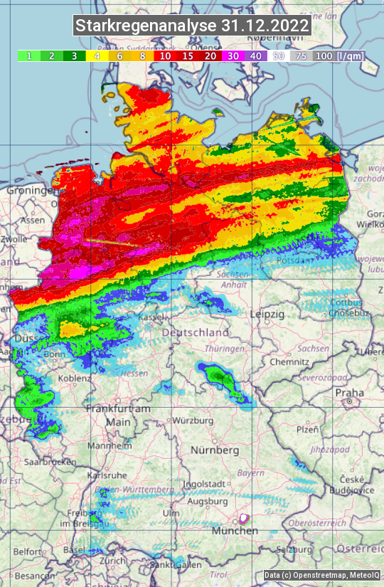 Karte mit Unwetteranalyse