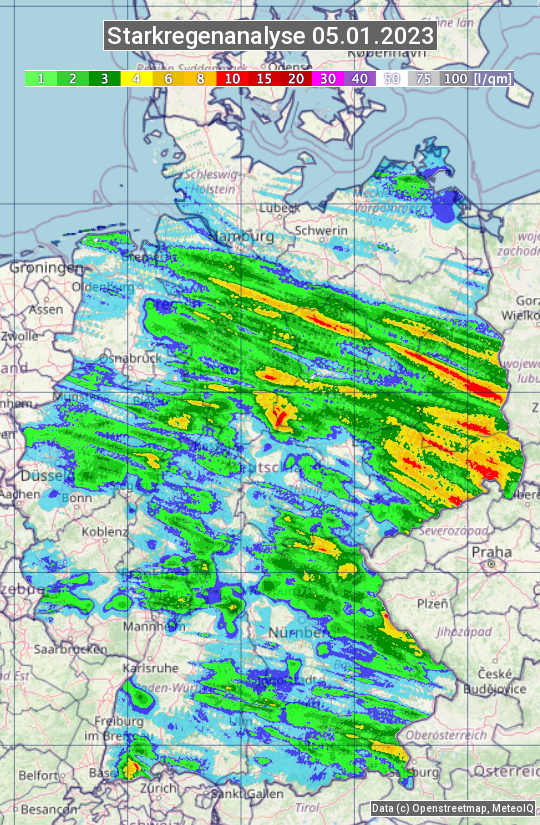 Karte mit Unwetteranalyse