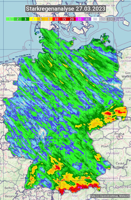 Karte mit Unwetteranalyse