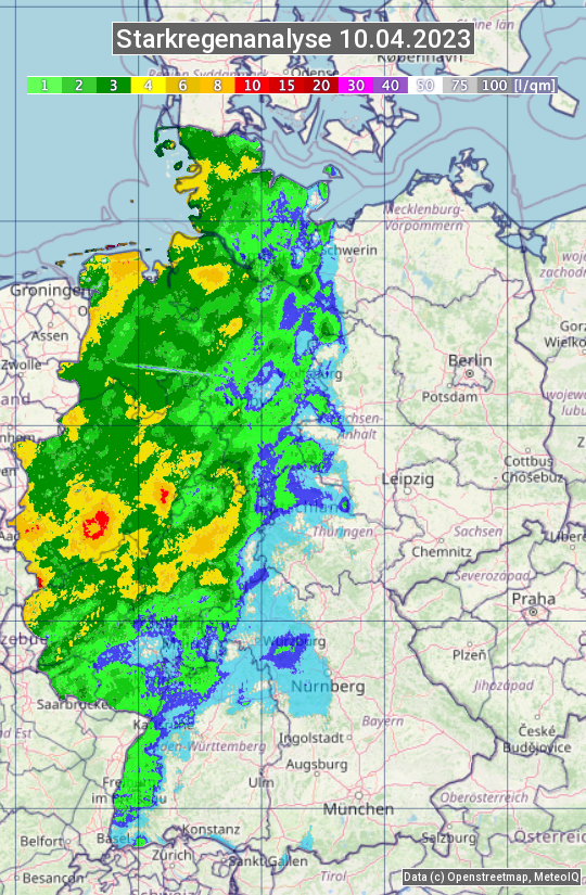 Karte mit Unwetteranalyse