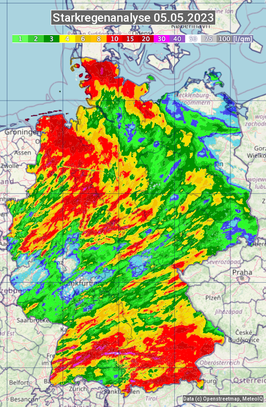 Karte mit Unwetteranalyse