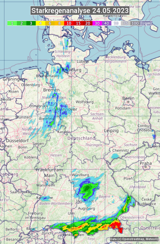 Karte mit Unwetteranalyse