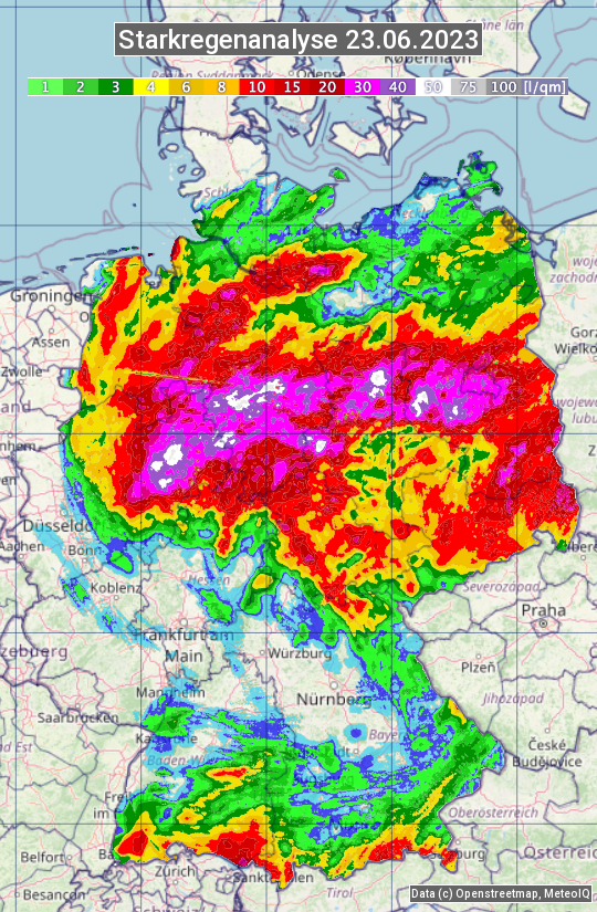Karte mit Unwetteranalyse