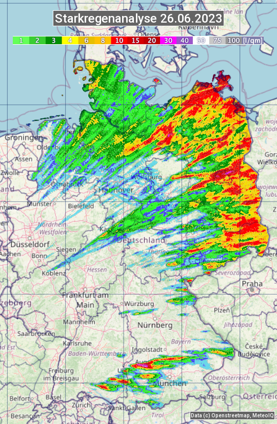 Karte mit Unwetteranalyse